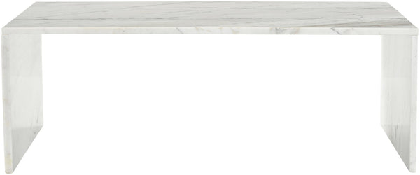 Meridian Furniture Vernazza Genuine Stone Rectangular Coffee Table Handcrafted Natural Veining for Living Rooms White Genuine Marble 99004White-CT