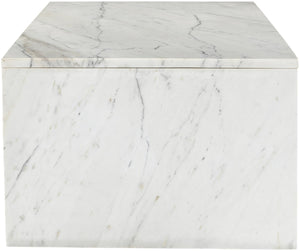 Meridian Furniture Vernazza Genuine Stone Rectangular Coffee Table Handcrafted Natural Veining for Living Rooms White Genuine Marble 99004White-CT