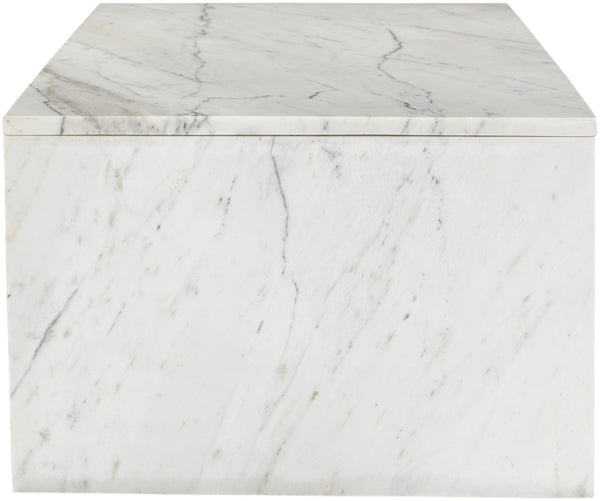 Meridian Furniture Vernazza Genuine Stone Rectangular Coffee Table Handcrafted Natural Veining for Living Rooms White Genuine Marble 99004White-CT