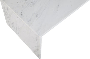 Meridian Furniture Vernazza Genuine Stone Rectangular Coffee Table Handcrafted Natural Veining for Living Rooms White Genuine Marble 99004White-CT