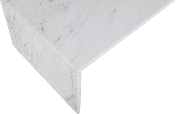 Meridian Furniture Vernazza Genuine Stone Rectangular Coffee Table Handcrafted Natural Veining for Living Rooms White Genuine Marble 99004White-CT