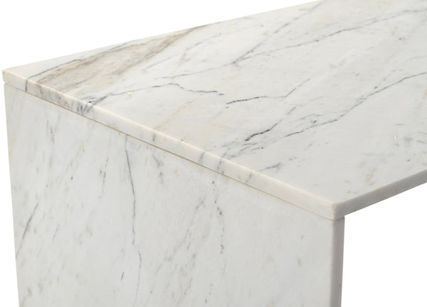 Meridian Furniture Vernazza Genuine Stone Rectangular Coffee Table Handcrafted Natural Veining for Living Rooms White Genuine Marble 99004White-CT