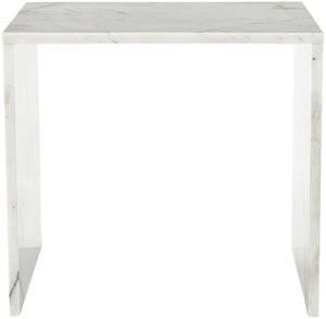 Meridian Furniture Vernazza Genuine Stone Side Table Handcrafted Sculptural Accent for Modern Living Spaces White Genuine Marble 99004White-ET