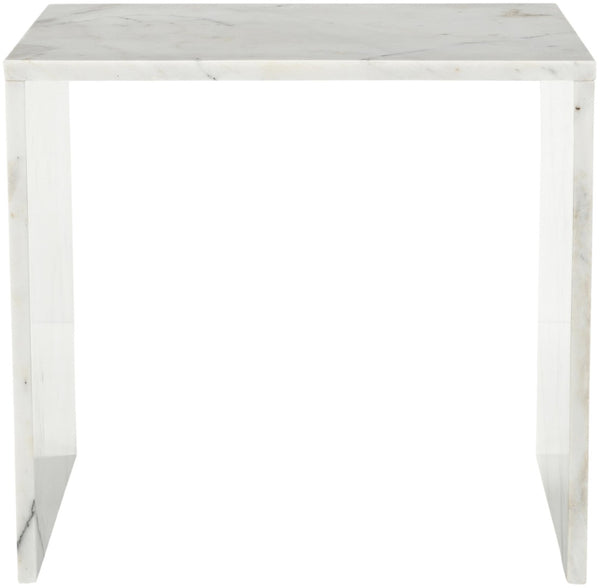 Meridian Furniture Vernazza Genuine Stone Side Table Handcrafted Sculptural Accent for Modern Living Spaces White Genuine Marble 99004White-ET