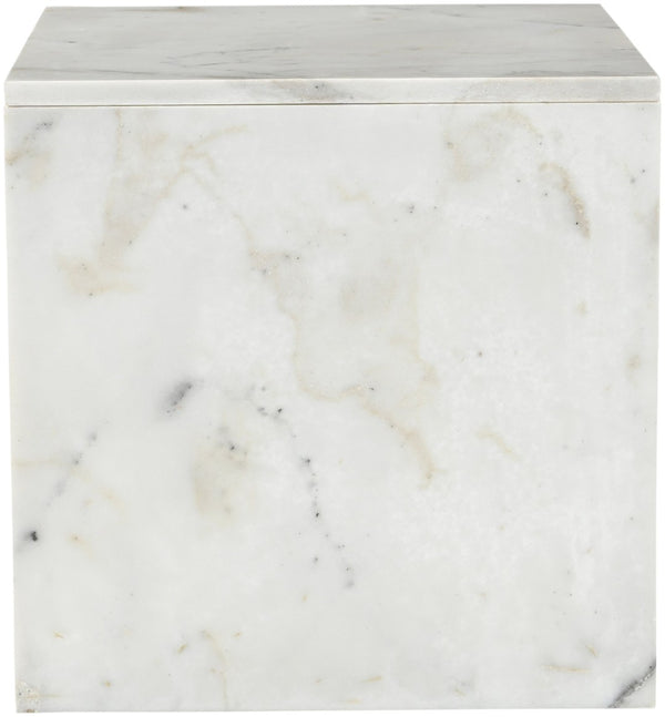 Meridian Furniture Vernazza Genuine Stone Side Table Handcrafted Sculptural Accent for Modern Living Spaces White Genuine Marble 99004White-ET