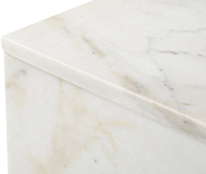 Meridian Furniture Vernazza Genuine Stone Side Table Handcrafted Sculptural Accent for Modern Living Spaces White Genuine Marble 99004White-ET