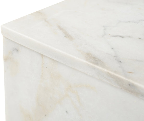 Meridian Furniture Vernazza Genuine Stone Side Table Handcrafted Sculptural Accent for Modern Living Spaces White Genuine Marble 99004White-ET