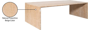 Meridian Furniture Vernazza Genuine Stone Rectangular Coffee Table Handcrafted Natural Veining for Living Rooms Natural Travertine 99005Travertine-CT