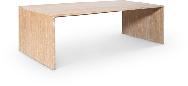 Meridian Furniture Vernazza Genuine Stone Rectangular Coffee Table Handcrafted Natural Veining for Living Rooms Natural Travertine 99005Travertine-CT