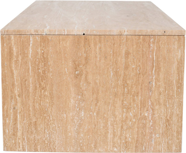 Meridian Furniture Vernazza Genuine Stone Rectangular Coffee Table Handcrafted Natural Veining for Living Rooms Natural Travertine 99005Travertine-CT