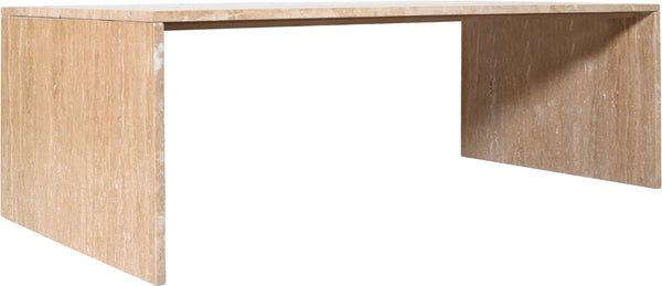 Meridian Furniture Vernazza Genuine Stone Rectangular Coffee Table Handcrafted Natural Veining for Living Rooms Natural Travertine 99005Travertine-CT