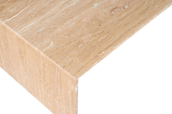Meridian Furniture Vernazza Genuine Stone Rectangular Coffee Table Handcrafted Natural Veining for Living Rooms Natural Travertine 99005Travertine-CT