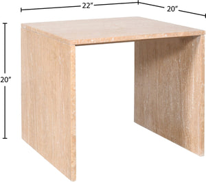 Meridian Furniture Vernazza Genuine Stone Side Table Handcrafted Sculptural Accent for Modern Living Spaces Natural Travertine 99005Travertine-ET