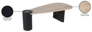 Meridian Furniture Taverna Genuine Travertine Top Coffee Table with Solid Art Deco Base for Living Rooms Black 99006Black-CT