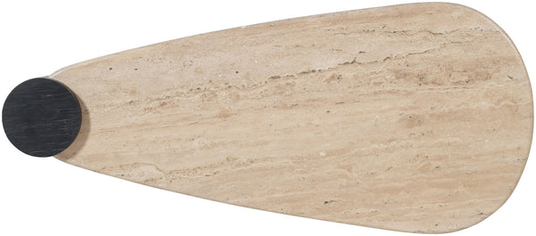 Meridian Furniture Taverna Genuine Travertine Top Coffee Table with Solid Art Deco Base for Living Rooms Black 99006Black-CT