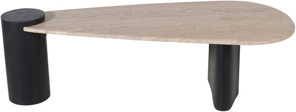 Meridian Furniture Taverna Genuine Travertine Top Coffee Table with Solid Art Deco Base for Living Rooms Black 99006Black-CT