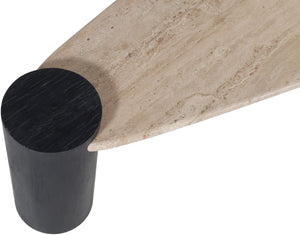 Meridian Furniture Taverna Genuine Travertine Top Coffee Table with Solid Art Deco Base for Living Rooms Black 99006Black-CT