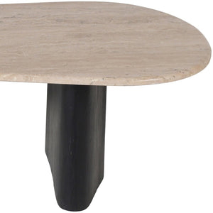 Meridian Furniture Taverna Genuine Travertine Top Coffee Table with Solid Art Deco Base for Living Rooms Black 99006Black-CT
