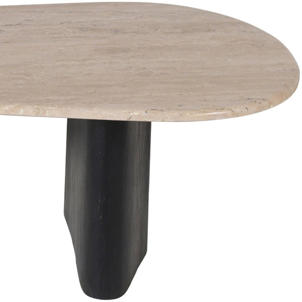 Meridian Furniture Taverna Genuine Travertine Top Coffee Table with Solid Art Deco Base for Living Rooms Black 99006Black-CT