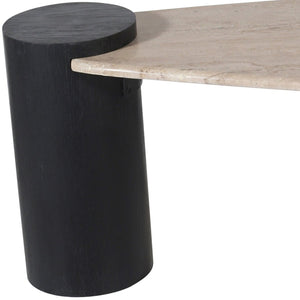 Meridian Furniture Taverna Genuine Travertine Top Coffee Table with Solid Art Deco Base for Living Rooms Black 99006Black-CT