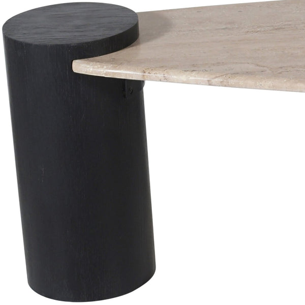 Meridian Furniture Taverna Genuine Travertine Top Coffee Table with Solid Art Deco Base for Living Rooms Black 99006Black-CT