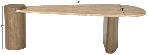 Meridian Furniture Taverna Genuine Travertine Top Coffee Table with Solid Art Deco Base for Living Rooms Brown 99006Brown-CT