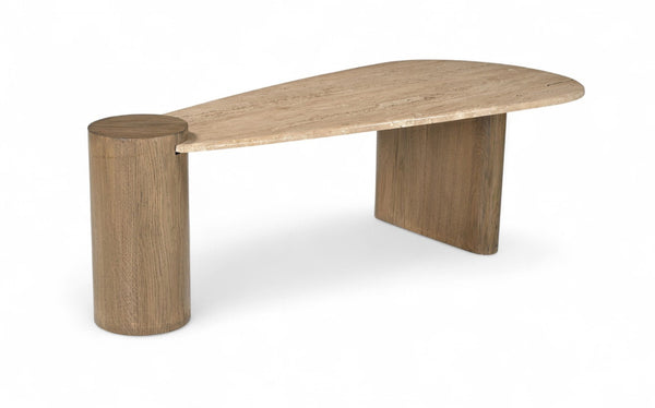 Meridian Furniture Taverna Genuine Travertine Top Coffee Table with Solid Art Deco Base for Living Rooms Brown 99006Brown-CT