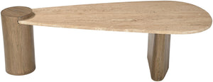 Meridian Furniture Taverna Genuine Travertine Top Coffee Table with Solid Art Deco Base for Living Rooms Brown 99006Brown-CT