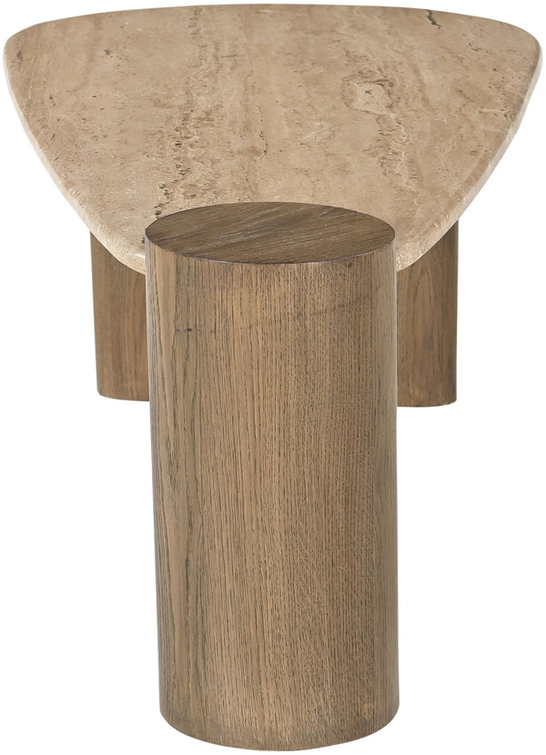 Meridian Furniture Taverna Genuine Travertine Top Coffee Table with Solid Art Deco Base for Living Rooms Brown 99006Brown-CT