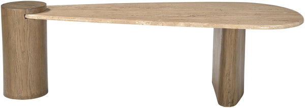 Meridian Furniture Taverna Genuine Travertine Top Coffee Table with Solid Art Deco Base for Living Rooms Brown 99006Brown-CT