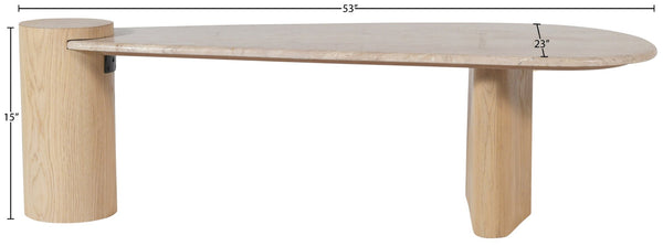 Meridian Furniture Taverna Genuine Travertine Top Coffee Table with Solid Art Deco Base for Living Rooms Natural 99006Natural-CT