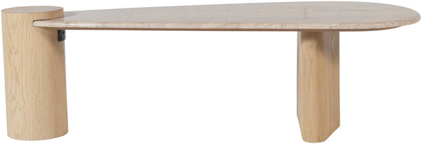 Meridian Furniture Taverna Genuine Travertine Top Coffee Table with Solid Art Deco Base for Living Rooms Natural 99006Natural-CT