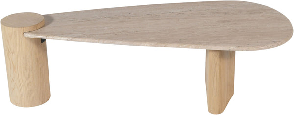Meridian Furniture Taverna Genuine Travertine Top Coffee Table with Solid Art Deco Base for Living Rooms Natural 99006Natural-CT