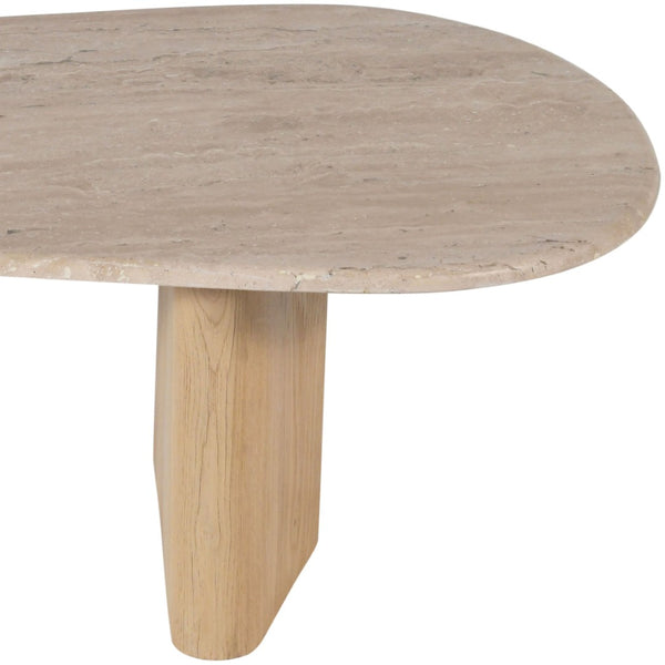 Meridian Furniture Taverna Genuine Travertine Top Coffee Table with Solid Art Deco Base for Living Rooms Natural 99006Natural-CT