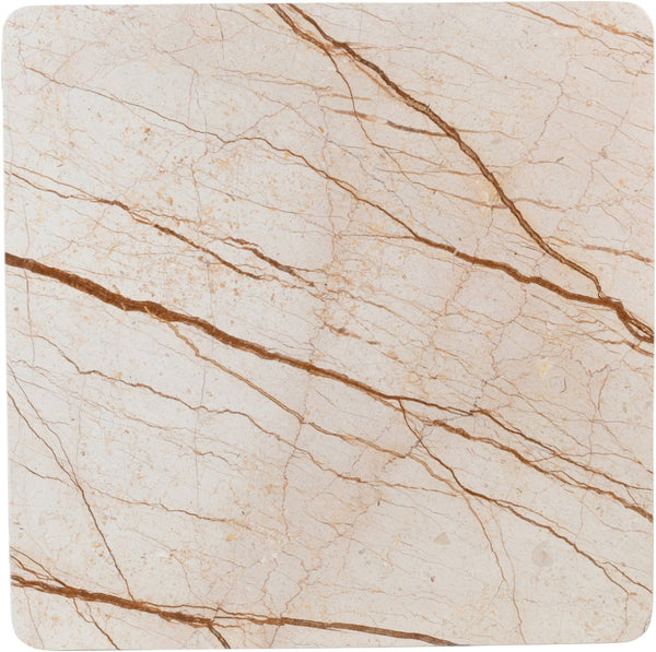 Meridian Furniture Livorno Handcrafted Stone Top Coffee Table Art Deco Accent for Modern Living Rooms Beige Genuine Marble 99007Beige-CT