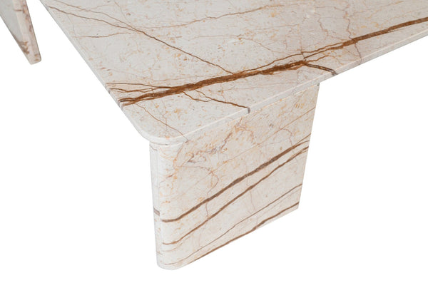 Meridian Furniture Livorno Handcrafted Stone Top Coffee Table Art Deco Accent for Modern Living Rooms Beige Genuine Marble 99007Beige-CT