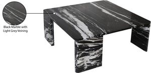 Meridian Furniture Livorno Handcrafted Stone Top Coffee Table Art Deco Accent for Modern Living Rooms Black Genuine Marble 99007Black-CT