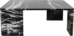 Meridian Furniture Livorno Handcrafted Stone Top Coffee Table Art Deco Accent for Modern Living Rooms Black Genuine Marble 99007Black-CT