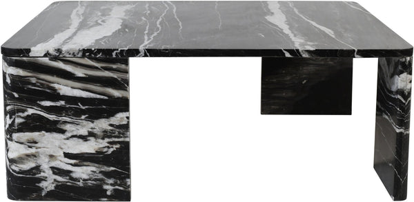 Meridian Furniture Livorno Handcrafted Stone Top Coffee Table Art Deco Accent for Modern Living Rooms Black Genuine Marble 99007Black-CT