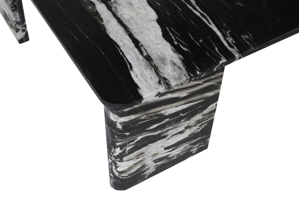 Meridian Furniture Livorno Handcrafted Stone Top Coffee Table Art Deco Accent for Modern Living Rooms Black Genuine Marble 99007Black-CT