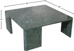 Meridian Furniture Livorno Handcrafted Stone Top Coffee Table Art Deco Accent for Modern Living Rooms Green Genuine Marble 99007Green-CT