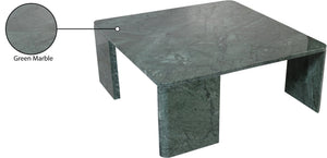 Meridian Furniture Livorno Handcrafted Stone Top Coffee Table Art Deco Accent for Modern Living Rooms Green Genuine Marble 99007Green-CT