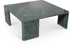 Meridian Furniture Livorno Handcrafted Stone Top Coffee Table Art Deco Accent for Modern Living Rooms Green Genuine Marble 99007Green-CT