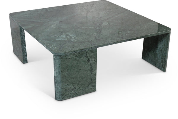 Meridian Furniture Livorno Handcrafted Stone Top Coffee Table Art Deco Accent for Modern Living Rooms Green Genuine Marble 99007Green-CT