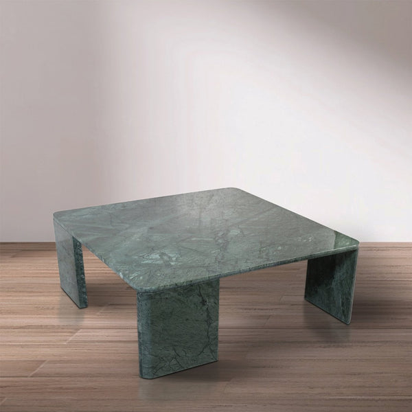 Meridian Furniture Livorno Handcrafted Stone Top Coffee Table Art Deco Accent for Modern Living Rooms Green Genuine Marble 99007Green-CT