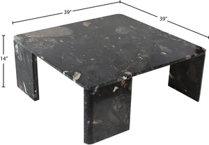 Meridian Furniture Livorno Handcrafted Stone Top Coffee Table Art Deco Accent for Modern Living Rooms Stone Granite 99007Pebble-CT