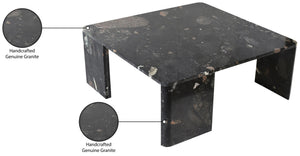 Meridian Furniture Livorno Handcrafted Stone Top Coffee Table Art Deco Accent for Modern Living Rooms Stone Granite 99007Pebble-CT