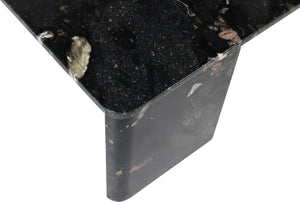 Meridian Furniture Livorno Handcrafted Stone Top Coffee Table Art Deco Accent for Modern Living Rooms Stone Granite 99007Pebble-CT