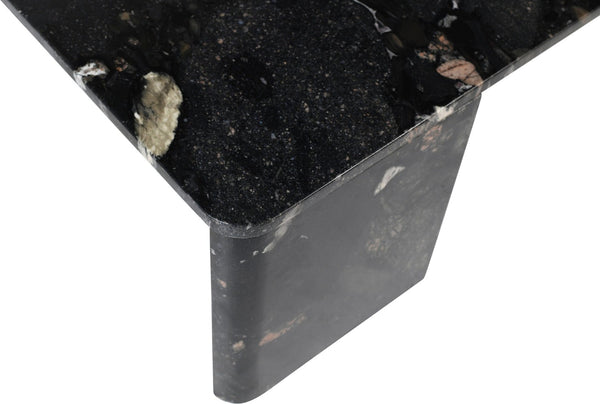 Meridian Furniture Livorno Handcrafted Stone Top Coffee Table Art Deco Accent for Modern Living Rooms Stone Granite 99007Pebble-CT