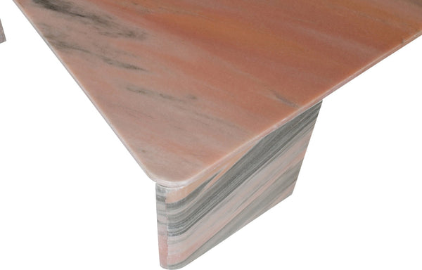 Meridian Furniture Livorno Handcrafted Stone Top Coffee Table Art Deco Accent for Modern Living Rooms Pink Genuine Marble 99007Pink-CT